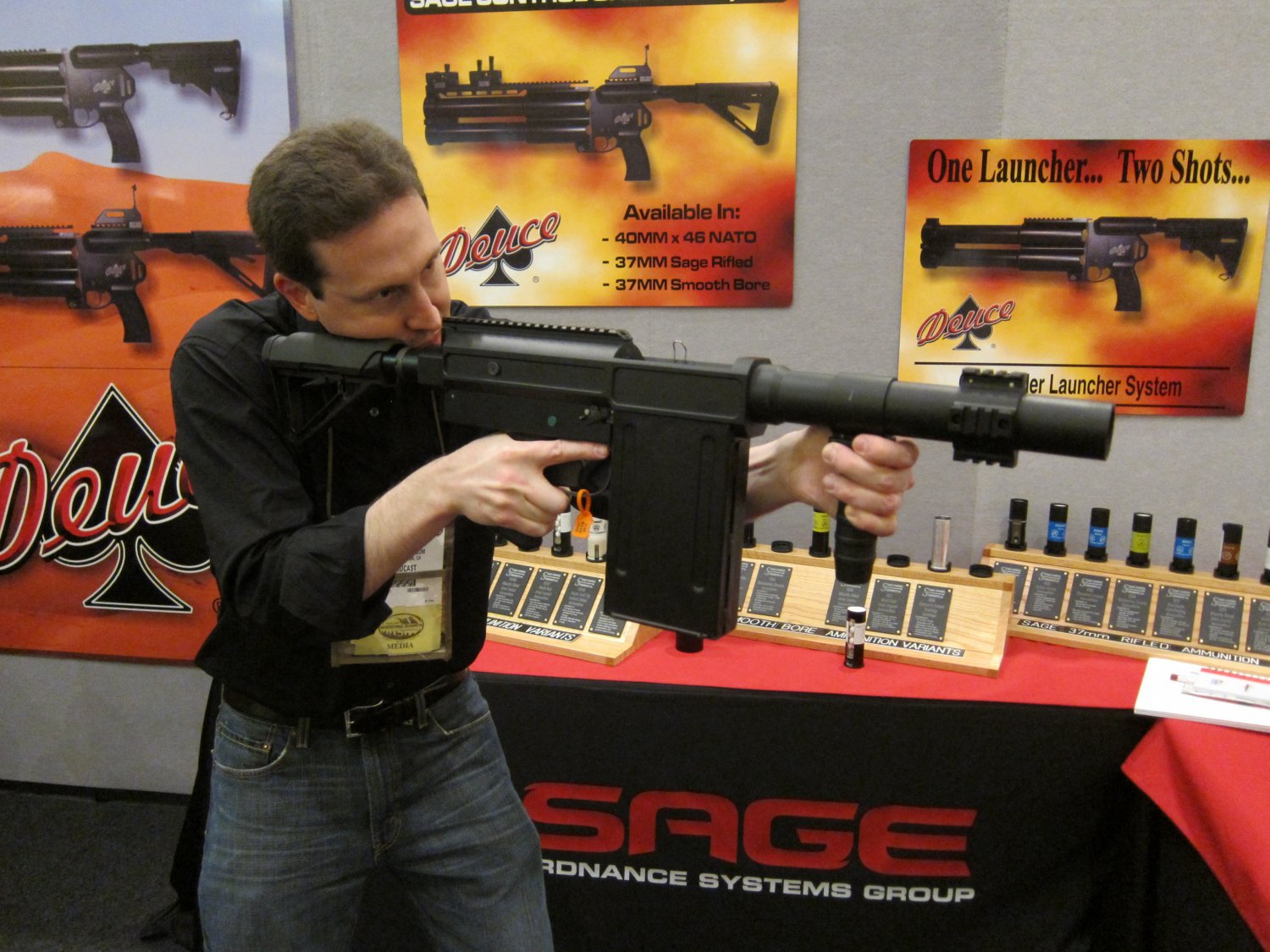Sage_Ordnance_Systems_Mag-Fed_Semi-Auto_37mm_Grenade_Launcher_David_Crane_SHOT_Show_2011_1